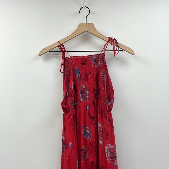 Intimately Free People Garden Party Floral Smocked Tiered Maxi Dress Boho Red XS - Picture 8 of 11